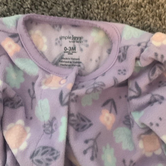 Simple Joys Purple Fleece Sleeper Size 0-3M EUC - Picture 4 of 4